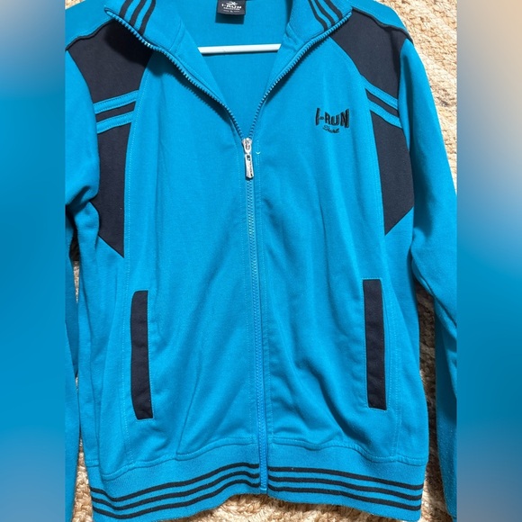 I-Run Collection Blue Activewear Jacket w/ Black Stripes,Zip Up,Size L - Picture 2 of 9